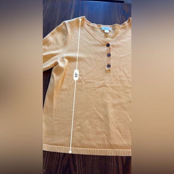 🌼🌼 Christopher & Banks Button sweater Yellow Large 3/4 sleeves EUC - Picture 10 of 11